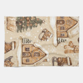 Vintages Weihnachtsmuster aus Holz (3) Geschirrtuch (Horizontal)