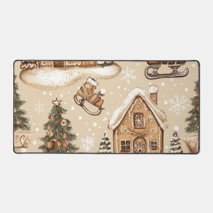 Vintages Weihnachtsmuster aus Holz (3) Schreibtischunterlage