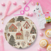 Vintages Weihnachtsmuster aus Holz (4) Pappteller (Party)