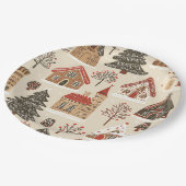 Vintages Weihnachtsmuster aus Holz (4) Pappteller (Schrägansicht)