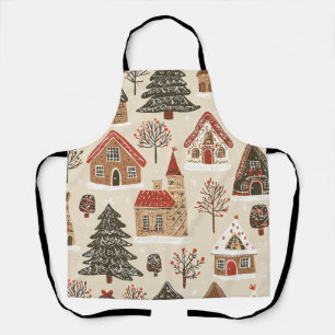 Vintages Weihnachtsmuster aus Holz (4) Schürze