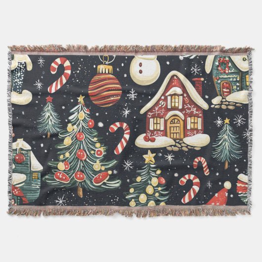 Vintages Weihnachtsmuster aus Holz (5) Decke (Vorderseite)