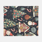 Vintages Weihnachtsmuster aus Holz (5) Fleecedecke (Vorderseite (Horizontal))