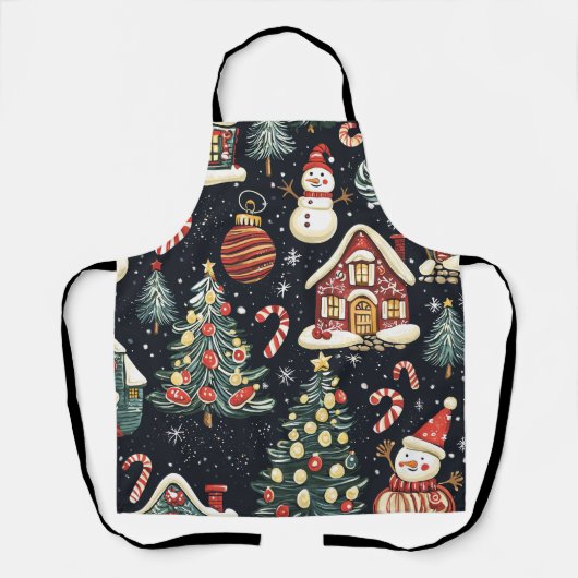 Vintages Weihnachtsmuster aus Holz (5) Schürze (Vorderseite)