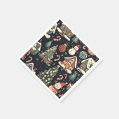 Vintages Weihnachtsmuster aus Holz (5) Serviette (Ecke)