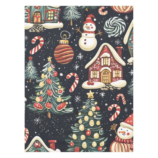 Vintages Weihnachtsmuster aus Holz (5) Tischdecke (Vorderseite)