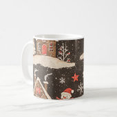 Vintages Weihnachtsmuster aus Holz (6) Kaffeetasse (Vorderseite Links)