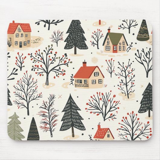 Vintages Weihnachtsmuster aus Holz (7) Mousepad (Vorne)