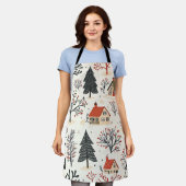 Vintages Weihnachtsmuster aus Holz (7) Schürze (Getragen)