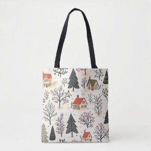 Vintages Weihnachtsmuster aus Holz (7) Tasche