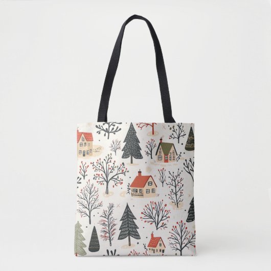 Vintages Weihnachtsmuster aus Holz (7) Tasche (Vorderseite)