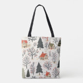 Vintages Weihnachtsmuster aus Holz (7) Tasche (Rückseite)