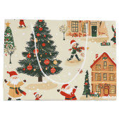 Vintages Weihnachtsmuster aus Holz (8) Große Geschenktüte (Rückseite)