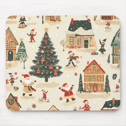 Vintages Weihnachtsmuster aus Holz (8) Mousepad (Vorne)