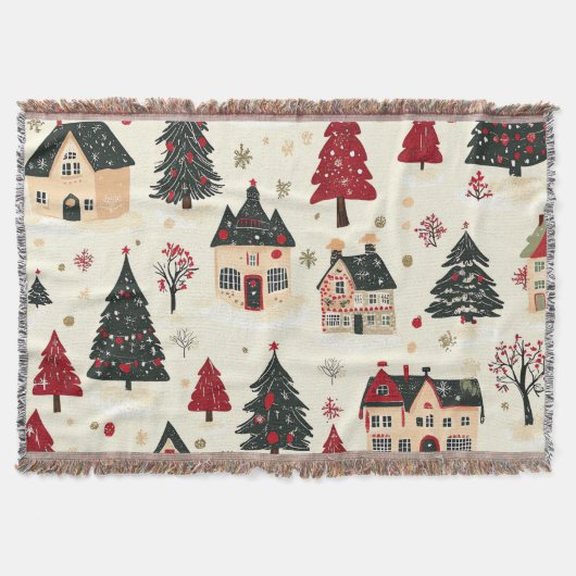 Vintages Weihnachtsmuster aus Holz (9) Decke (Vorderseite)