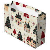 Vintages Weihnachtsmuster aus Holz (9) Große Geschenktüte (Rückseite Schrägansicht)