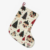 Vintages Weihnachtsmuster aus Holz (9) Großer Weihnachtsstrumpf (Vorderansicht (hängend))