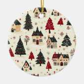 Vintages Weihnachtsmuster aus Holz (9) Keramik Ornament (Vorne)