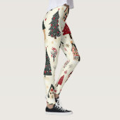 Vintages Weihnachtsmuster aus Holz (9) Leggings (Rechts)