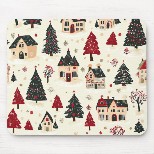 Vintages Weihnachtsmuster aus Holz (9) Mousepad (Vorne)