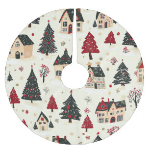 Vintages Weihnachtsmuster aus Holz (9) Polyester Weihnachtsbaumdecke
