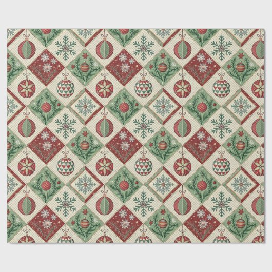 Vintages Weihnachtsmuster Geschenkpapier (Flach)