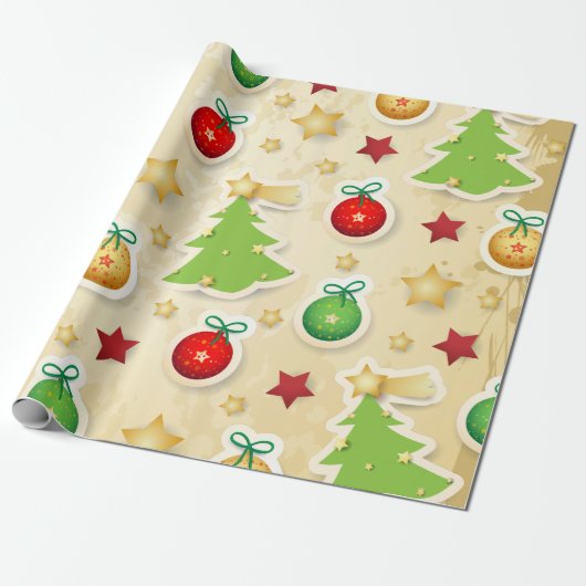 Vintages Weihnachtsmuster Geschenkpapier (Ungerollt)