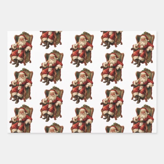 Vintages Weihnachtsmuster Geschenkpapier Set (Vorderseite 2)