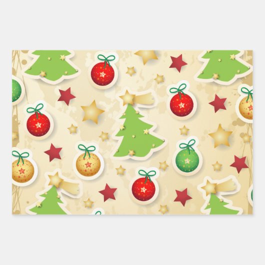 Vintages Weihnachtsmuster Geschenkpapier Set (Vorderseite 2)