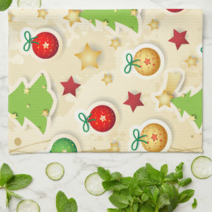 Vintages Weihnachtsmuster Geschirrtuch