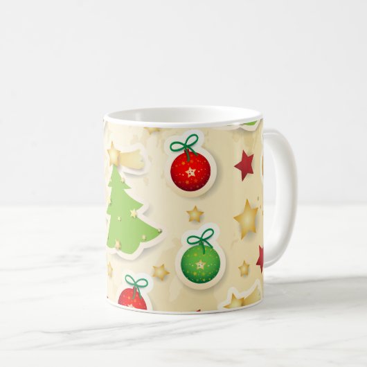 Vintages Weihnachtsmuster Kaffeetasse (VorderseiteRechts)