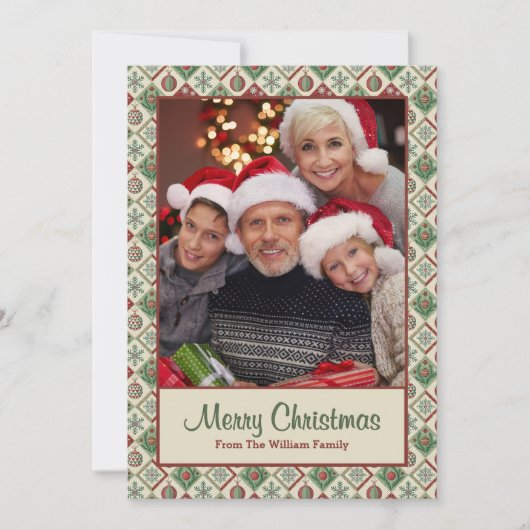 Vintages Weihnachtsmuster - kundenspezifisches Fot Feiertagskarte (Vorderseite)