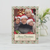 Vintages Weihnachtsmuster - kundenspezifisches Fot Feiertagskarte (Stehend Vorderseite)
