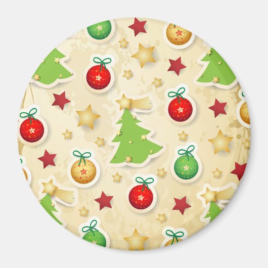 Vintages Weihnachtsmuster Magnet (Vorne)