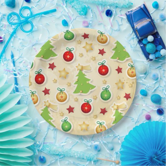 Vintages Weihnachtsmuster Pappteller (Party)