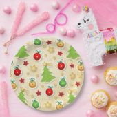 Vintages Weihnachtsmuster Pappteller (Party)