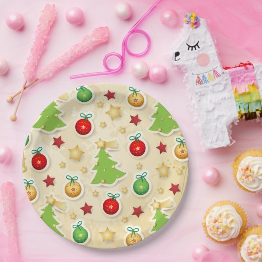 Vintages Weihnachtsmuster Pappteller (Party)