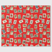 Vintages Weihnachtspostkarten-Verpackungs-Papier Geschenkpapier (Flach)