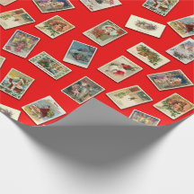 Vintages Weihnachtspostkarten-Verpackungs-Papier