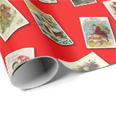 Vintages Weihnachtspostkarten-Verpackungs-Papier Geschenkpapier (Rolleneckpunkt)