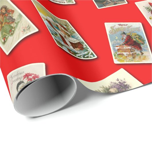 Vintages Weihnachtspostkarten-Verpackungs-Papier Geschenkpapier (Rolleneckpunkt)