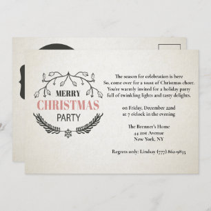 Vintages Weihnachtspostkartendesign-Party Einladung