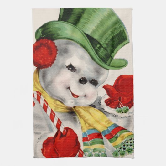 Vintages Weihnachtsretro Snowman-Küchentuch Handtuch (Vertikal)