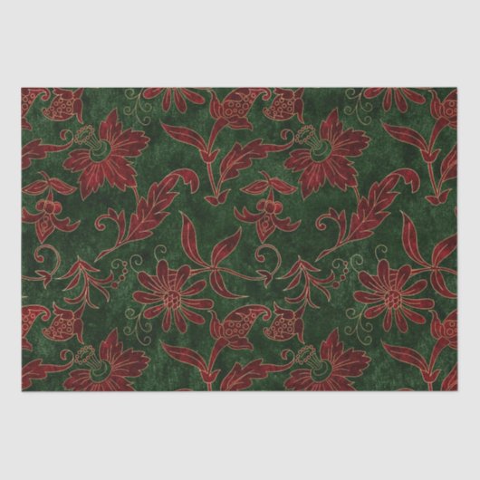 Vintages WeihnachtsSamt in Rot und Grün Seidenpapier (Vorderseite)