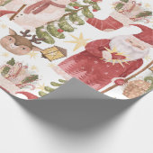 Vintages Weihnachtsschneemann Schneeglobe Weihnach Geschenkpapier (Ecke)
