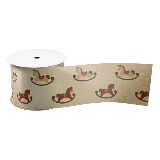 Vintages Weihnachtsschwingpferdemuster Satinband (Spule)
