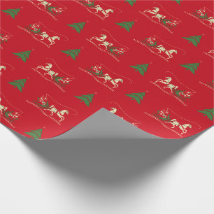 Vintages Weihnachtssleigh-Fahrverpackungs-Papier Geschenkpapier