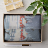 Vintages Weihnachtsstadtfeiertagsgewebe Seidenpapier (Geschenk)