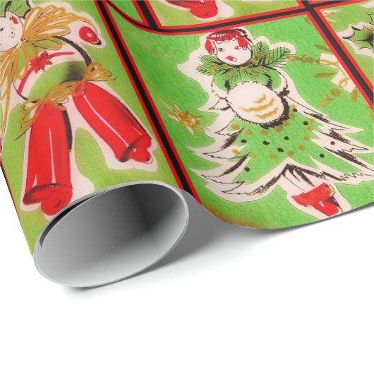 Vintages Weihnachtsverpackungs-Papier Geschenkpapier (Rolleneckpunkt)