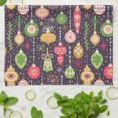 Vintages Weihnachtsverzierungs-Muster Geschirrtuch (Gefaltet)